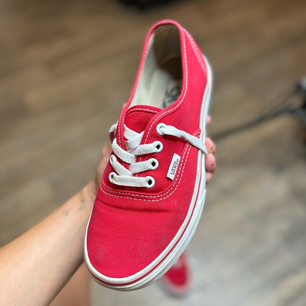 Vans Red and White Canvas Sneakers